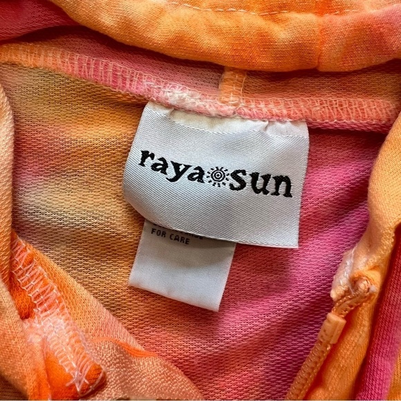 Girls Six Flags Tie Dye Orange Pink Hooded Drawstring Sweatshirt Size L - Picture 6 of 9